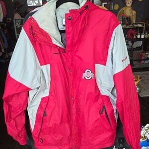 Columbia Red and White Windbreaker Jacket